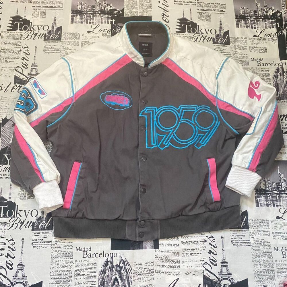 Cotton On Barbie motorcycle riding jacket canvas cotton patch jacket oversized